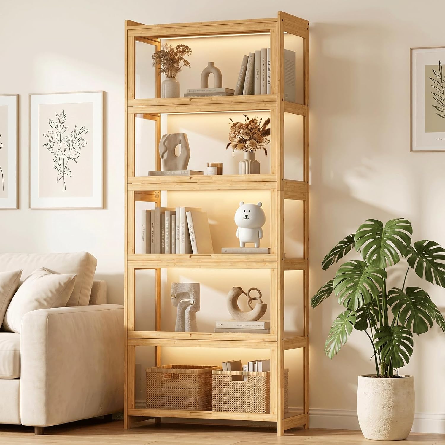 Display Case Acrylic - Vitrinekast met acryldeuren, 5-laags curiosakast voor